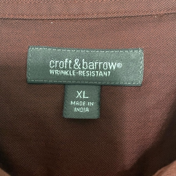 croft & barrow maroon colored button up shirt with one pocket size XL - Picture 3 of 6